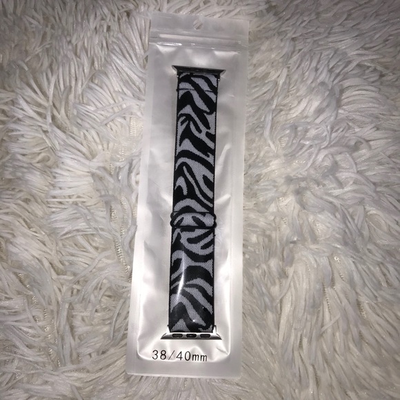 Zebra print adjustable elastic Apple Watch band - Picture 2 of 2